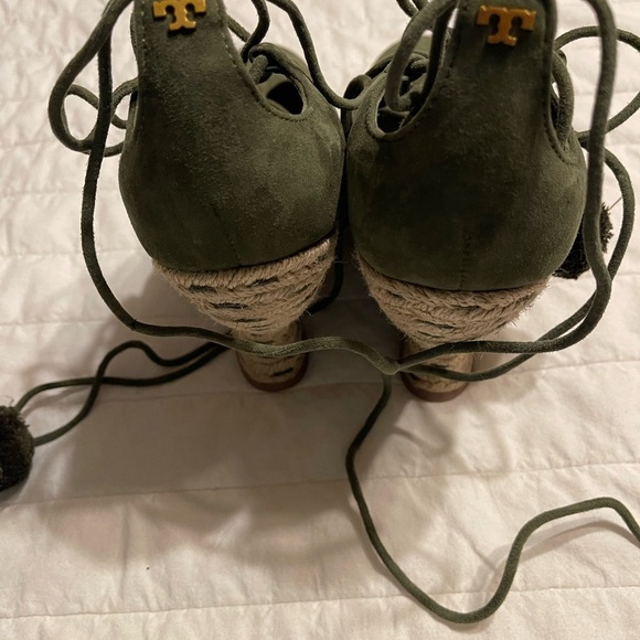 Tory Burch Heather Wedge Lace Up Espadrille Size 10 - Picture 4 of 5